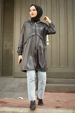 SAG Hooded Coat 6214-1 Black - Thumbnail