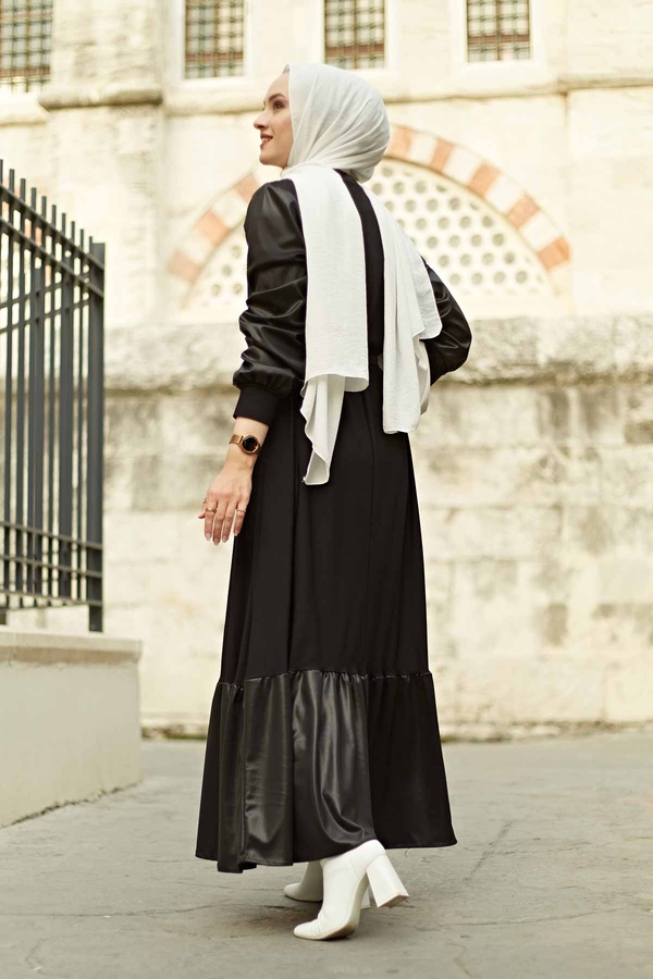 SAG Leather Garnish Dress 2964-1 Black 