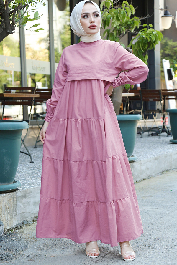 Salaş Fırfırlı Robalı Elbise 100MD17643 Lavanta