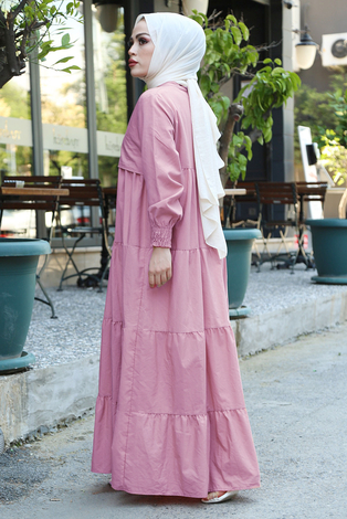 Salaş Fırfırlı Robalı Elbise 100MD17643 Lavanta - Thumbnail