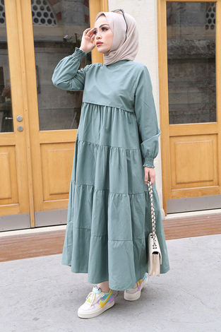 Salaş Fırfırlı Robalı Elbise 100MD17643 Mint - Thumbnail