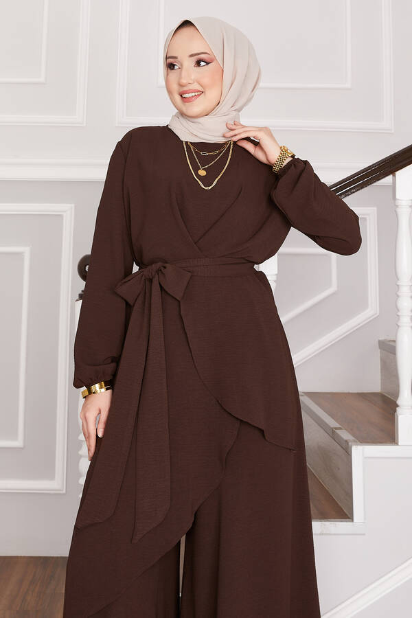 Hl - Salaş Kalıp Aerobin Tesettür İkili Takım Kahve (1)