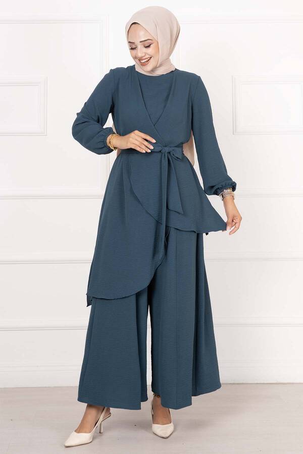 Hl - Salaş Kalıp Aerobin Tesettür İkili Takım Petrol