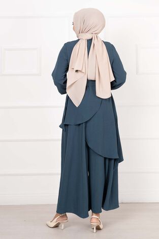 Salaş Kalıp Aerobin Tesettür İkili Takım Petrol - Thumbnail