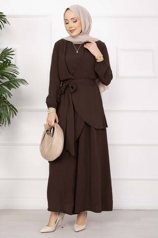 Salaş Kalıp Aerobin Tesettür İkili Takım Acı Kahve - Thumbnail