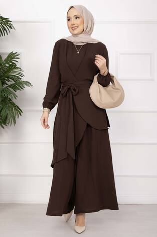 Salaş Kalıp Aerobin Tesettür İkili Takım Acı Kahve - Thumbnail