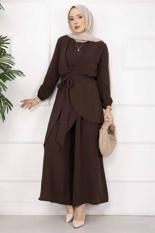 Salaş Kalıp Aerobin Tesettür İkili Takım Acı Kahve
