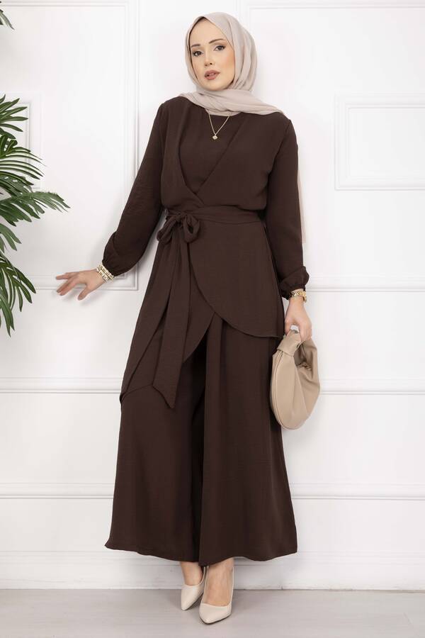 Znk - Salaş Kalıp Aerobin Tesettür İkili Takım Acı Kahve