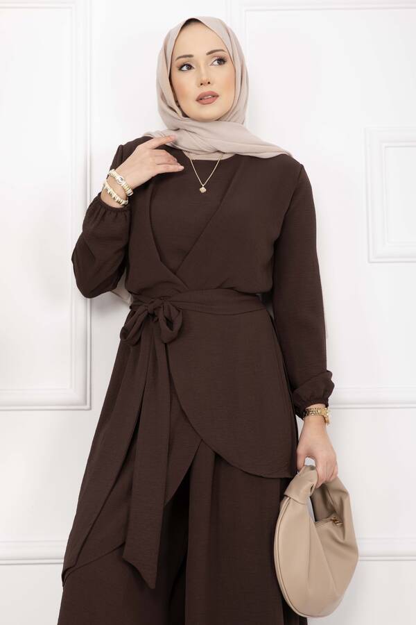 Znk - Salaş Kalıp Aerobin Tesettür İkili Takım Acı Kahve (1)