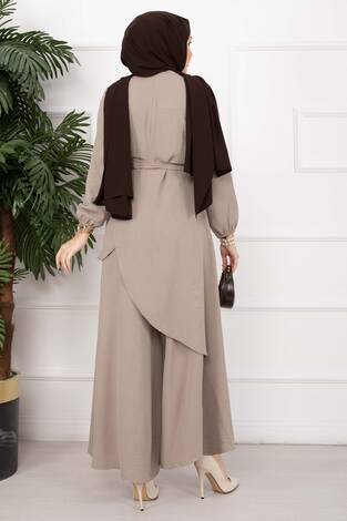 Salaş Kalıp Aerobin Tesettür İkili Takım Koyu Vizon - Thumbnail