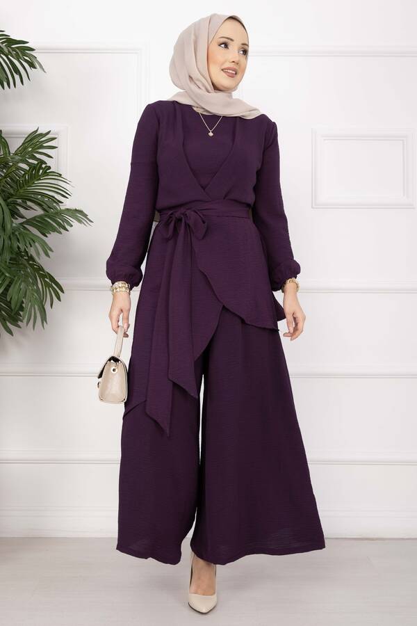 Znk - Salaş Kalıp Aerobin Tesettür İkili Takım Mor