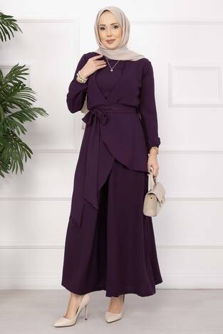 Salaş Kalıp Aerobin Tesettür İkili Takım Mor - Thumbnail