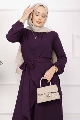 Salaş Kalıp Aerobin Tesettür İkili Takım Mor - Thumbnail