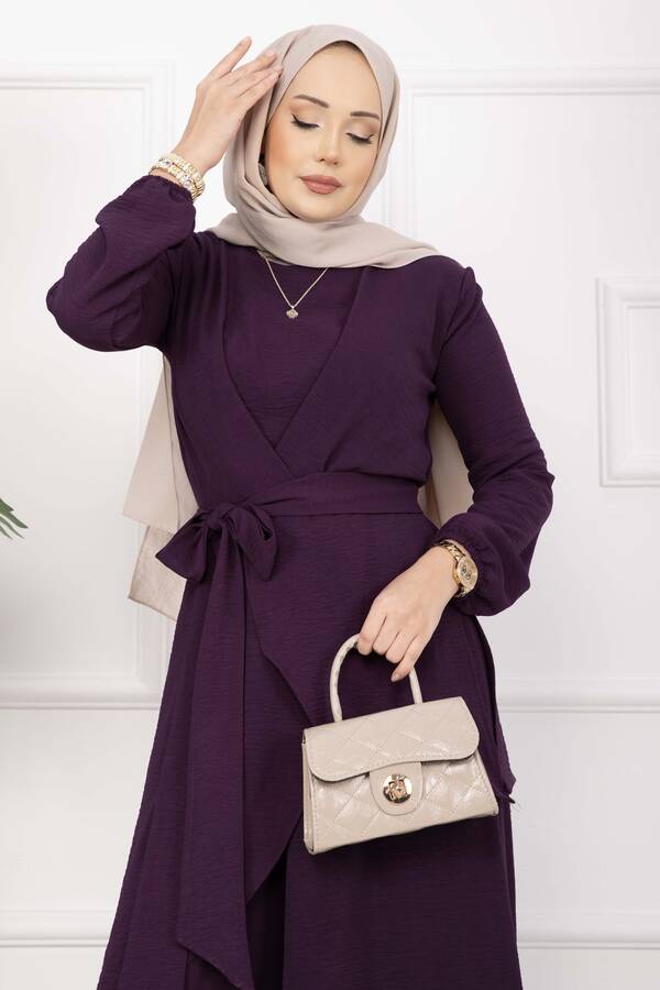 Znk - Salaş Kalıp Aerobin Tesettür İkili Takım Mor (1)