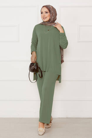 Salaş Rahat Kalıp İkili Sandy Takım Koyu Haki - Thumbnail