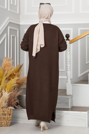Salda Triko Tesettür Hırka Kahve - Thumbnail