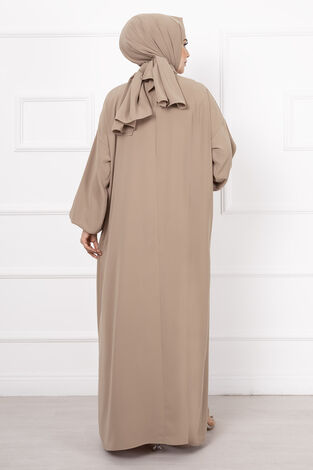 Şallı Namaz Elbisesi Bej - Thumbnail