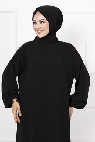 Şallı Namaz Elbisesi Siyah - Thumbnail