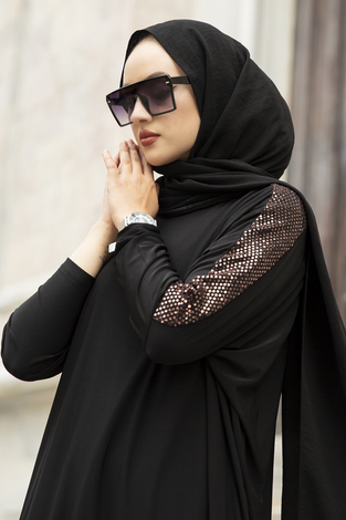 Sandy Ferace Elbise 120NY-01550 Siyah - Thumbnail