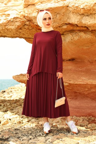 Sandy İkili Takım 65856-7 Bordo - Thumbnail