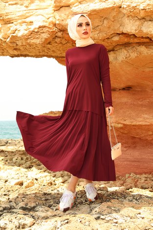 Sandy İkili Takım 65856-7 Bordo - Thumbnail
