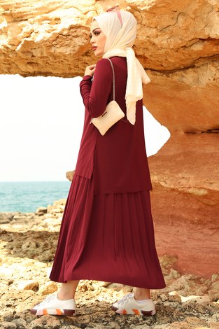 Sandy İkili Takım 65856-7 Bordo - Thumbnail