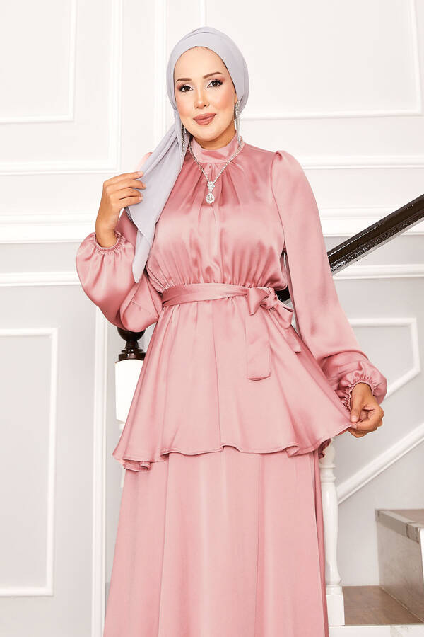 Msk - Saten Etekli İkili Tesettür Takım Pudra (1) Msk - Saten Etekli İkili Tesettür Takım Pudra (1)