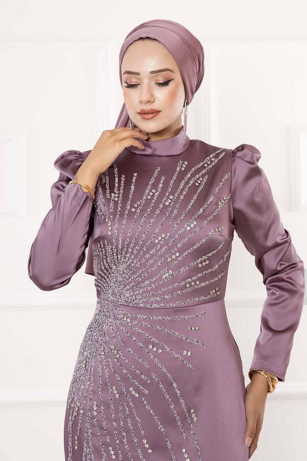 Vbr - Saten Taş Dizayn Tesettür Abiye Lila (1) Vbr - Saten Taş Dizayn Tesettür Abiye Lila (1)