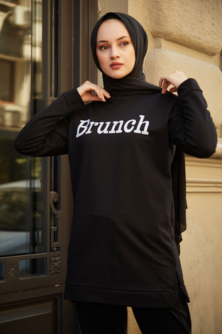 SBH Brunch Spor Tunik 6721-1 Siyah - Thumbnail