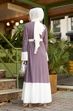 Piliseli Sandy Tesettür Elbise 8994-8 Burgonya - Thumbnail