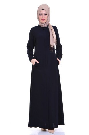 SBRT Gizli Düğmeli Mevlana Ferace 3234-2 siyah - Thumbnail