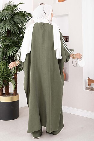 Şerit Detaylı Asimetrik Tunik Pantolon Takım Haki - 5