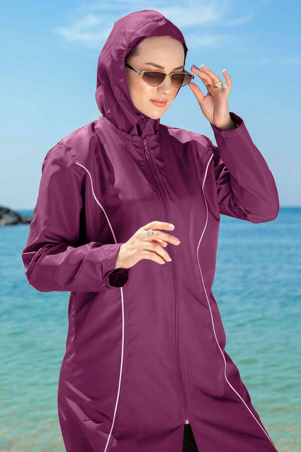 Gr - Şerit Detaylı Tesettür Mayo Fuşya (1) Gr - Şerit Detaylı Tesettür Mayo Fuşya (1)