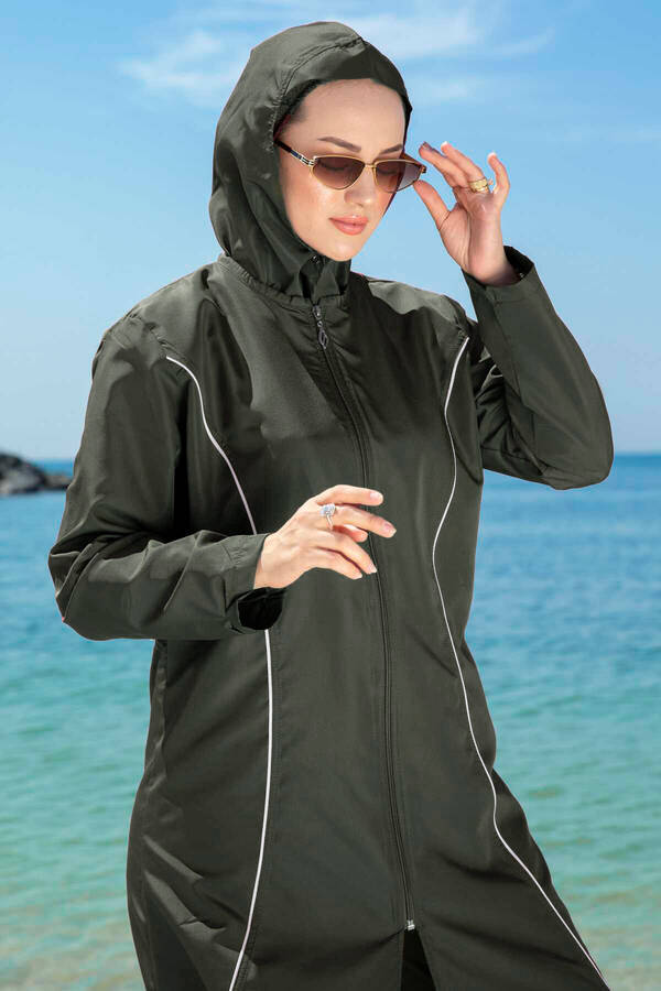 Gr - Şerit Detaylı Tesettür Mayo Haki (1) Gr - Şerit Detaylı Tesettür Mayo Haki (1)