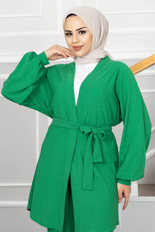 Seyyar Kemerli Tesettür Kimono Takım Benetton - Thumbnail