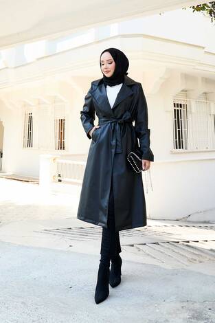 Seyyar Kuşaklı Deri Kap Siyah - Thumbnail