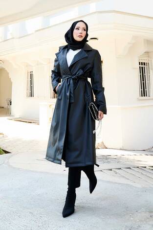 Seyyar Kuşaklı Deri Kap Siyah - Thumbnail