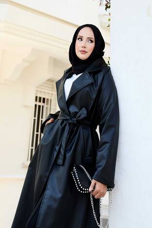 Seyyar Kuşaklı Deri Kap Siyah - Thumbnail