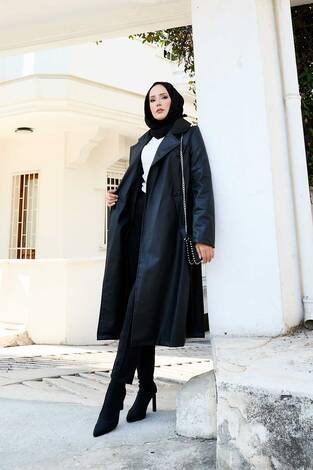 Seyyar Kuşaklı Deri Kap Siyah - Thumbnail