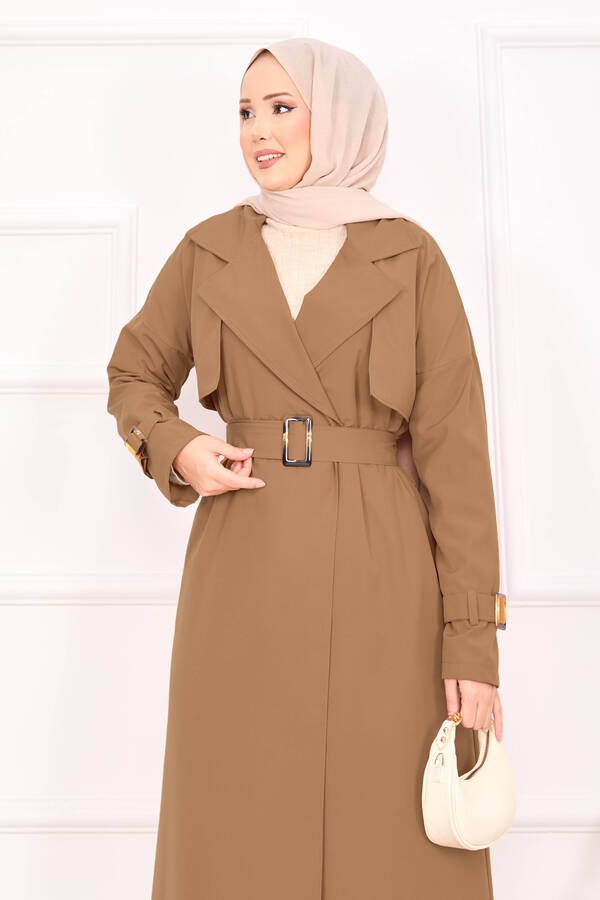 MD - Seyyar Kuşaklı Kolları Ayarlanan Trençkot Taba (1)