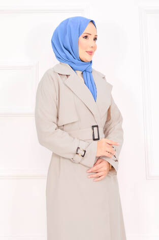 Seyyar Kuşaklı Kolları Ayarlanan Trençkot Taş - Thumbnail