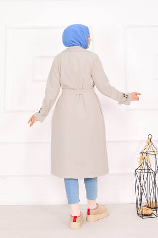 Seyyar Kuşaklı Kolları Ayarlanan Trençkot Taş - Thumbnail