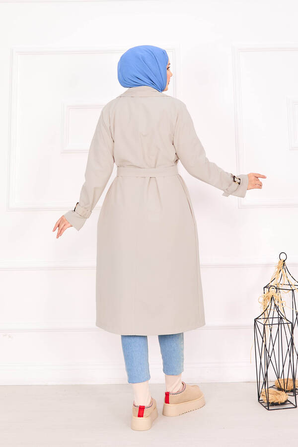 Seyyar Kuşaklı Kolları Ayarlanan Trençkot Taş - 7