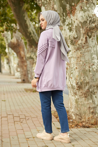 SAG Dantel Detaylı Spor Tunik 6131-3 Lila - Thumbnail