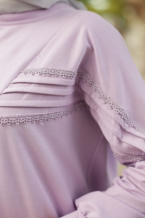  - SAG Dantel Detaylı Spor Tunik 6131-3 Lila (1)