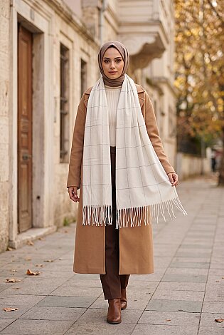 Sim Detaylı Omuz Şalı Ekru - 2