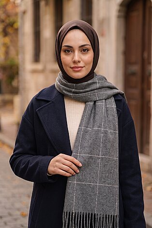 Sim Detaylı Omuz Şalı Füme - 2