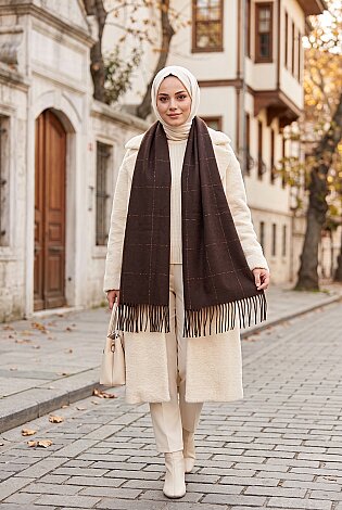 Sim Detaylı Omuz Şalı Kahve - 1