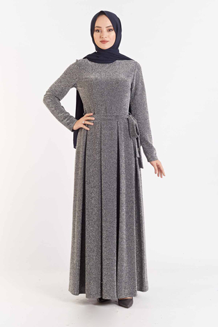 Simli Elbise 100MD1644 Gri - Thumbnail