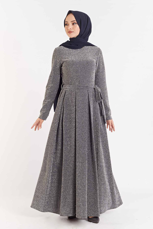 Simli Elbise 100MD1644 Gri - Thumbnail